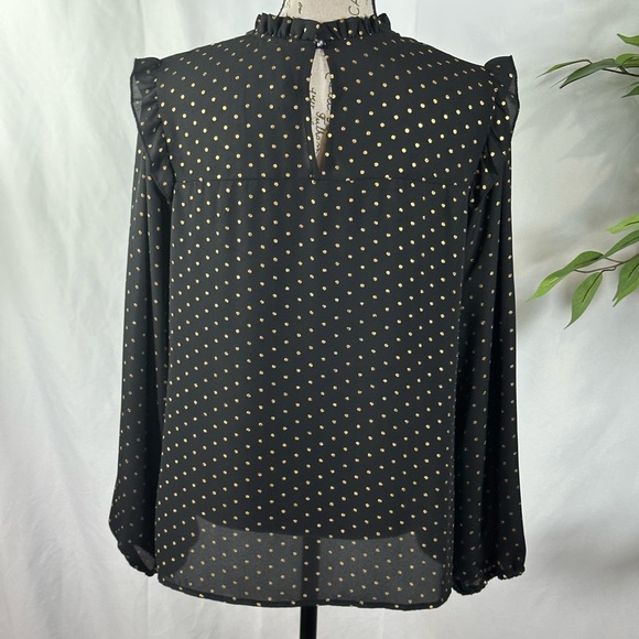 Black Blouse with Gold Polka Dots - Picture 7 of 10